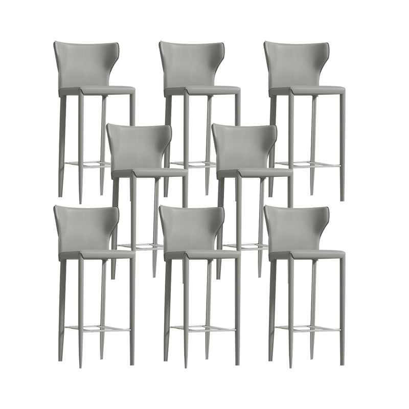 Contemporary Faux Leather 39-inch Bar Stools with Metal Base Grey 8 Piece Set Clearhalo 'Bar Furniture' 'Bar Stools' 'bar_stools' 'furn' 'furn_bar_stools' 'Furniture' 'Kitchen & Dining Furniture' 7537513