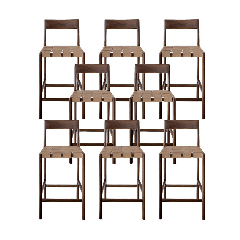 Sgabello da bar da 37,4 pollici in pelle finta contemporanea con base in legno massiccio