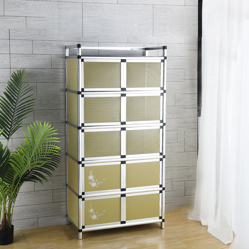 Contemporary Sideboard Cabinet Metal Sideboard Table with Doors for Dining Room 31"L x 16"W x 65"H Gold Clearhalo 'buffet_sideboard' 'Buffets & Sideboards' 'furn' 'furn_buffet_sideboard' 'Furniture' 'Kitchen & Dining Furniture' 7538306