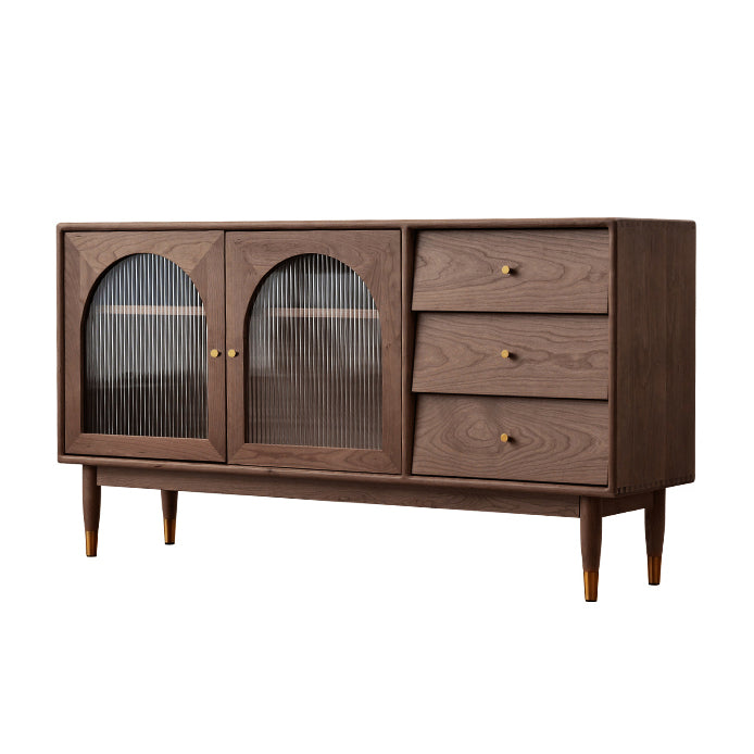 Moderne Glastüren Buffetttisch Kiefer Sideboardtisch mit Schubladen für die Küche