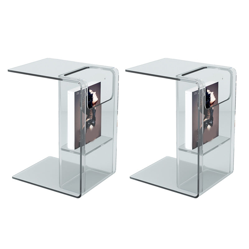 Contemporary Sofa Side Accent Table Plastic Pedestal Living Room with Storage Clear 2 Clearhalo 'Coffee & Accent Tables' 'End & Side Tables' 'end_side_tables' 'furn' 'furn_end_side_tables' 'Furniture' 'Living Room Furniture' 7548194