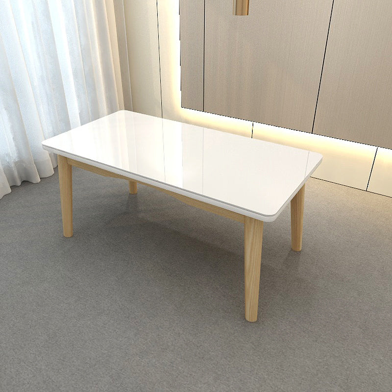 Contemporary Dining Table White Dining Table with Solid Wood Base