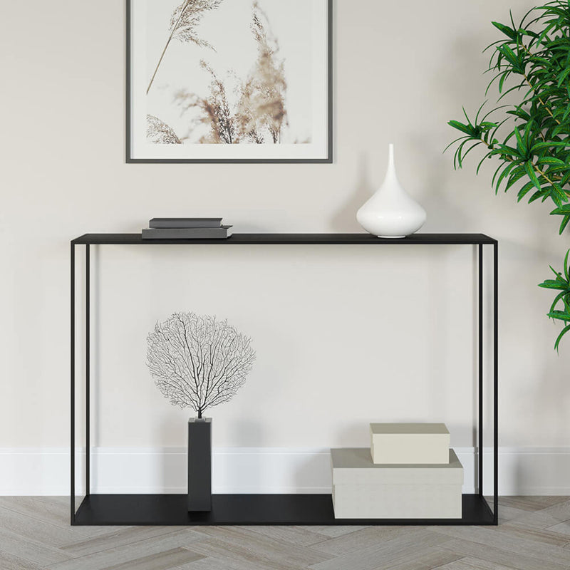 Modern Rectangular Console Table Metal Console Sofa Table in Black