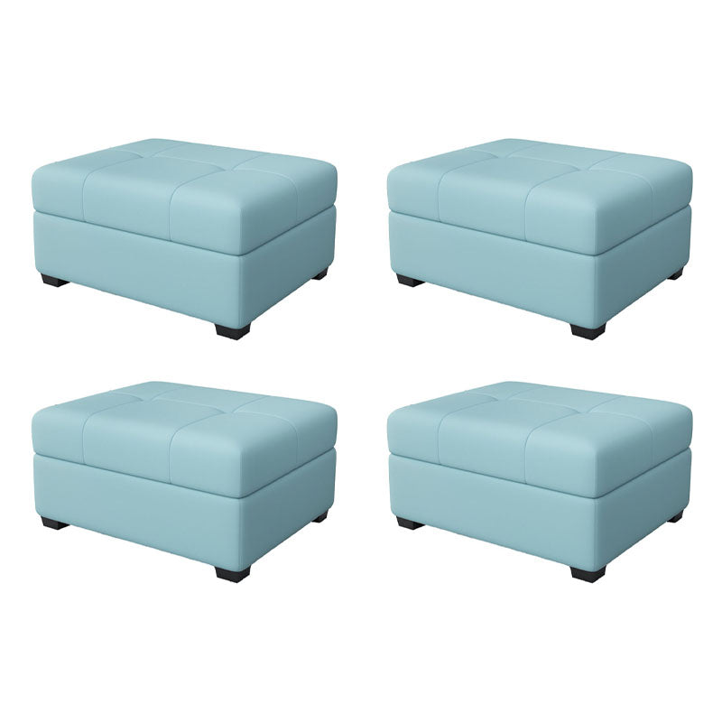 Modern Storage Ottomans Rectangle Leather Storage Ottomans with Legs Blue 4 Piece Set Clearhalo 'furn' 'furn_ottomans_poufs' 'Furniture' 'Living Room Furniture' 'Ottomans & Poufs' 'ottomans_poufs' 7550712