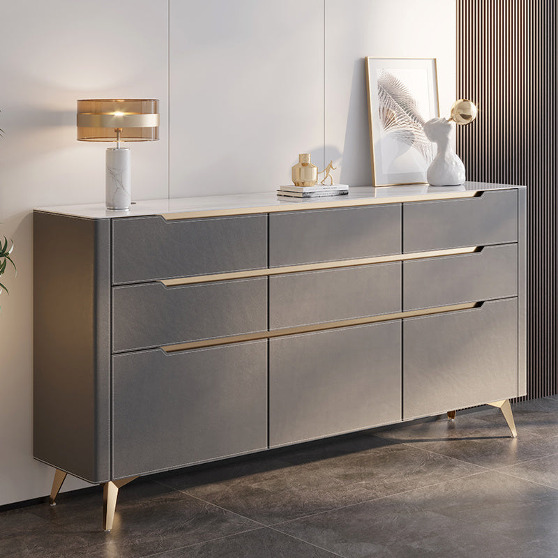 Contemporary Sideboard Cabinet Stone Sideboard Table with Drawers for Kitchen 71"L x 16"W x 43"H Clearhalo 'buffet_sideboard' 'Buffets & Sideboards' 'furn' 'furn_buffet_sideboard' 'Furniture' 'Kitchen & Dining Furniture' 7551810