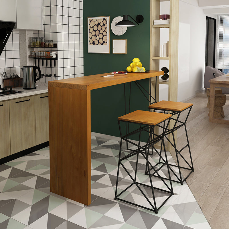 Tavolo da bistrot top in legno rettangolo tavolo da pub moderno con base metallica