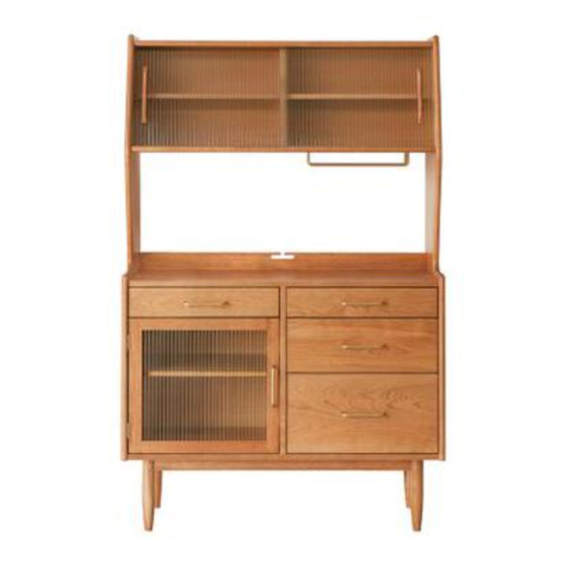 Gabinete de almacenamiento de puertas de vidrio de caña de pino modernas para el comedor