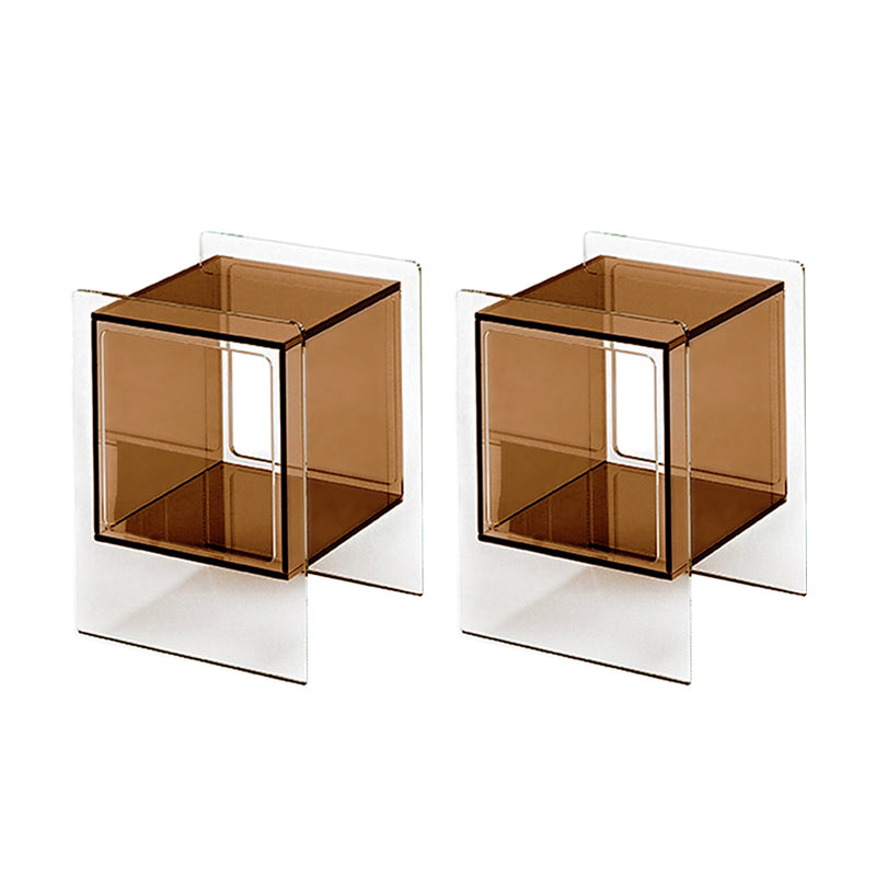 Glam End Slide Table Plastic Sled Rectangular with Shelf Living Room Corner Table Tan 2 Clearhalo 'Coffee & Accent Tables' 'End & Side Tables' 'end_side_tables' 'furn' 'furn_end_side_tables' 'Furniture' 'Living Room Furniture' 7561860