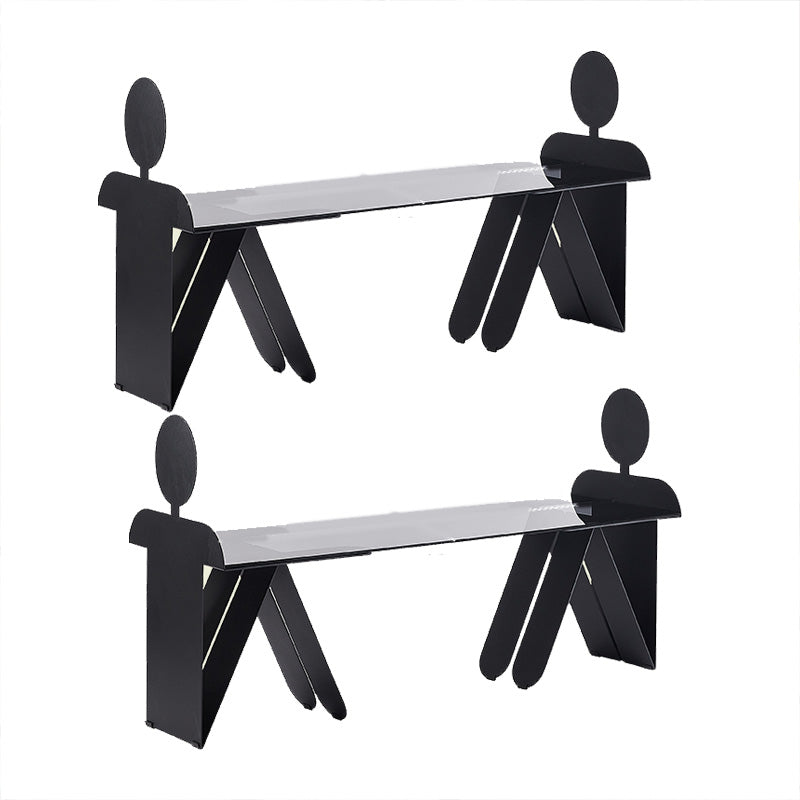 18.90" Wide Contemporary Corner Table Glass Clear Accent Side Table 59"L x 19"W x 31.5"H 2 Clearhalo 'Coffee & Accent Tables' 'End & Side Tables' 'end_side_tables' 'furn' 'furn_end_side_tables' 'Furniture' 'Living Room Furniture' 7567499