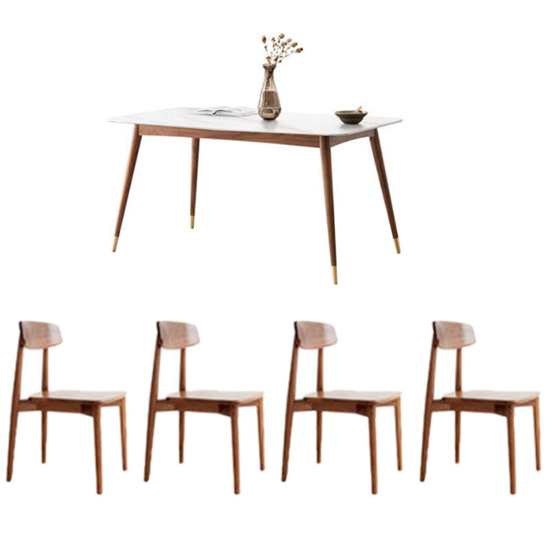 Muebles de altura estándar moderna 5/7 piezas de madera maciza 4 patas mesa de comedor con silla