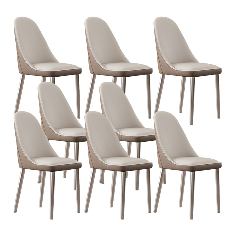 Faux Leather Armless Dining Chairs Glam Side Chairs with Metal Base