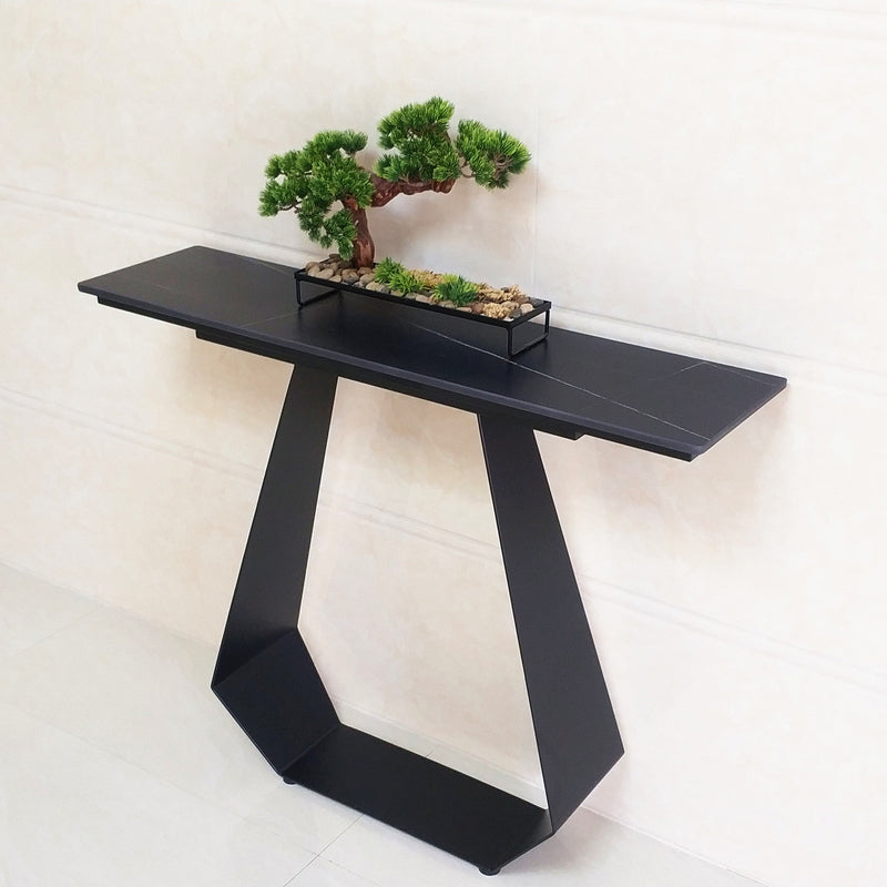 Rectangle Shape Contemporary Console Table Black Stone Console Sofa Table