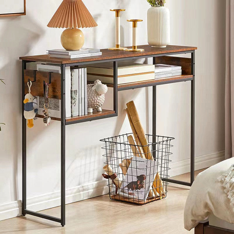 Rectangle Shape Contemporary Console Table Brown and Black Wood Console Sofa Table
