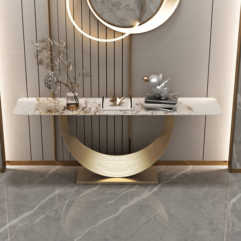 Tavolo della console contemporanea a forma di rettangolo tavolo di divano console in pietra d'oro per hall