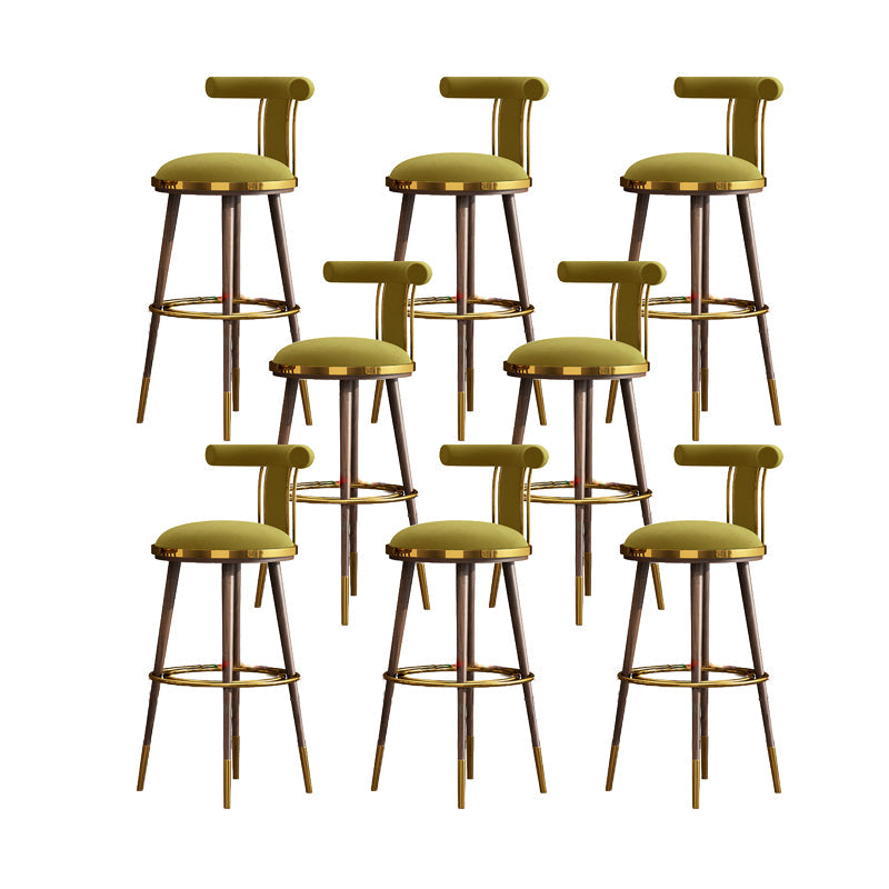 Velvet Matte Finish Counter & Bar Stools Contemporary Indoor Stools with Metal Legs