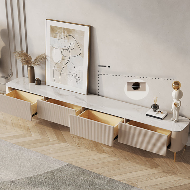 Stone TV Media Console Contemporary Stand Console with 4 Drawers 94.5"L x 12"W x 16"H Clearhalo 'furn' 'furn_tv_stands_entertainment_centers' 'Furniture' 'Living Room Furniture' 'TV Stands & Entertainment Centers' 'TV Stands & Media Storage Furniture' 'tv_stands_entertainment_centers' 7579794