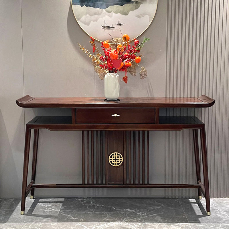長方形の形状茶色のコンソールソファテーブルの現代コンソールテーブルウッド