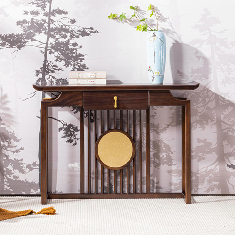 Rectangle Shape Contemporary Console Table Walnut Brown Wooden Console Sofa Table