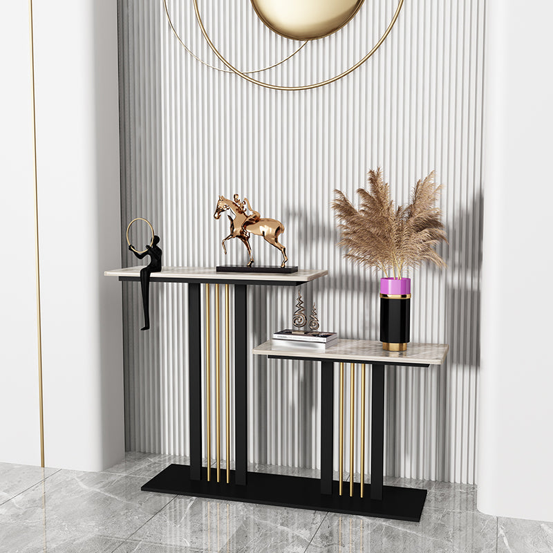 Rectangle Shape Contemporary Console Table Stone Sofa Table in White