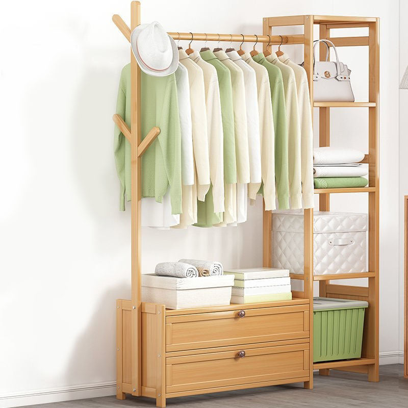 Armoire de garde-robe de style contemporain Armoire en bambou avec du rail de vêtements pour la maison