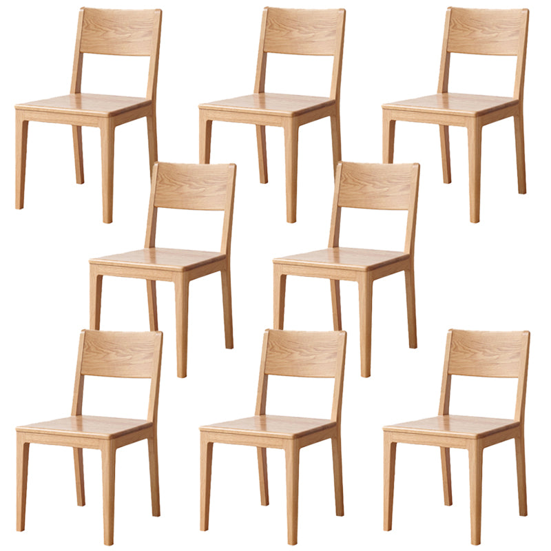 Nordic Armless Backrest Wood Chair with Wooden Legs for Dining Room Natural Oak 8 Piece Set Clearhalo 'Dining Chairs' 'Dining Tables & Seating' 'dining_chair' 'furn' 'furn_dining_chair' 'Furniture' 'Kitchen & Dining Furniture' 7589362