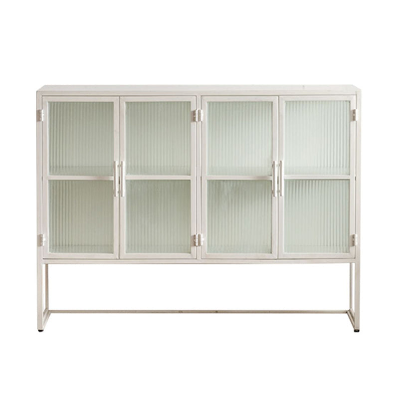 Modern Curio Cabinet Metal Glass Doors Buffet Cabinet for Dining Room