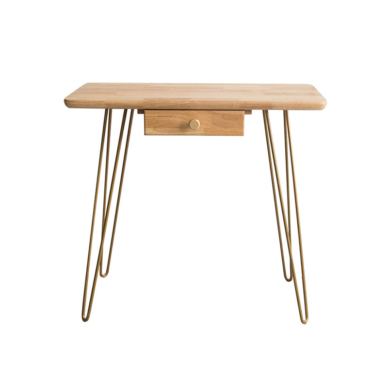 Modern Natural Solid Wood With Drawer Bedroom Makeup Vanity Desk Gold Clearhalo 'Bedroom Furniture' 'furn' 'furn_makeup_vanities' 'Furniture' 'Makeup Vanities' 'makeup_vanities' 7590608