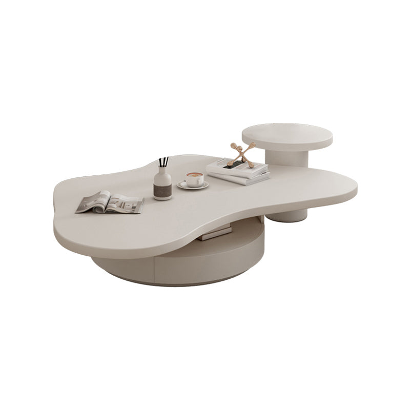 Table de cocktail à café pour piédestal avec tiroirs de rangement en bois blanc