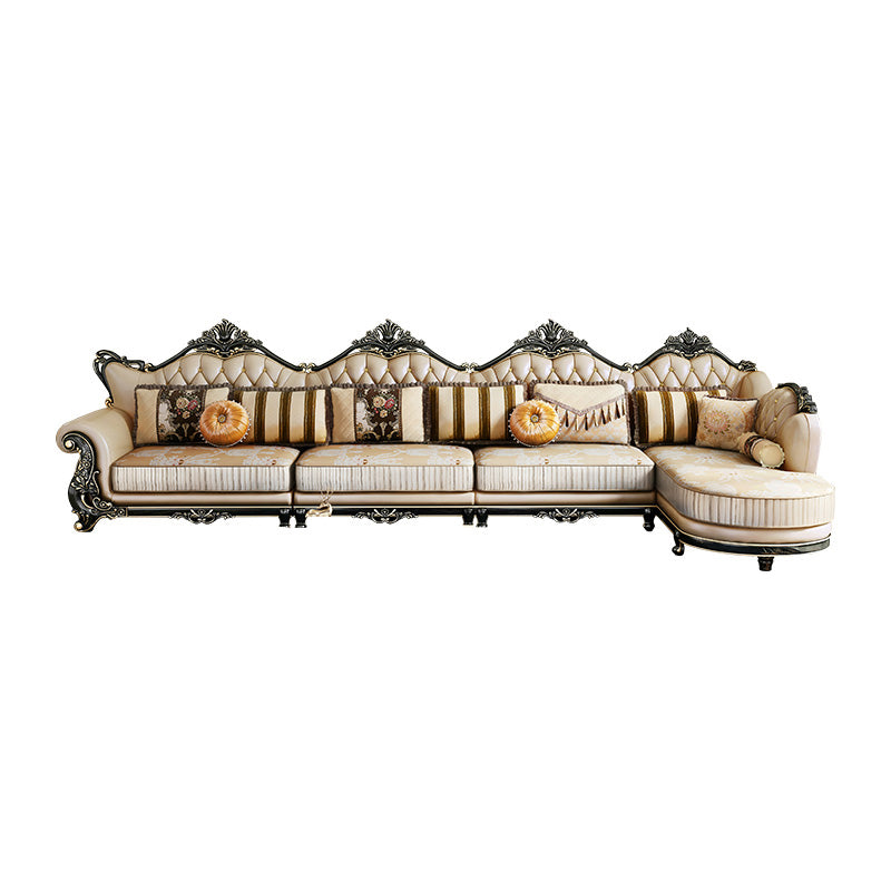 Traditionele slipcovered kussens sectionals & chaise getuft gerolde arm sectionele bank