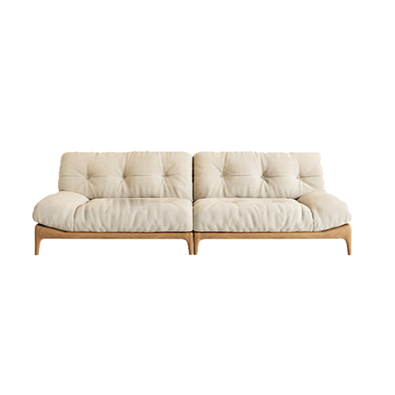 Scandinavian Settee Living Room White Tufted Armless Standard Seating