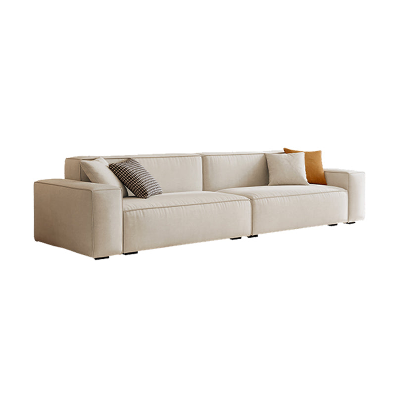 Zeitgenössisches Sofa echtes Leder Wohnzimmer Square Arm Kissen Weiß weiß