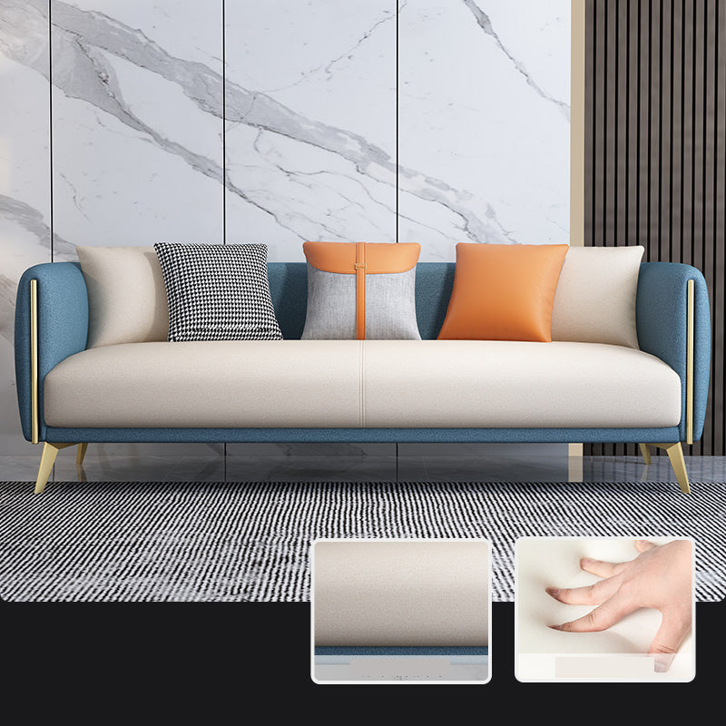 Glam Square Arm Sofa 29.13" High Faux Leather Sofa Stain Resistant