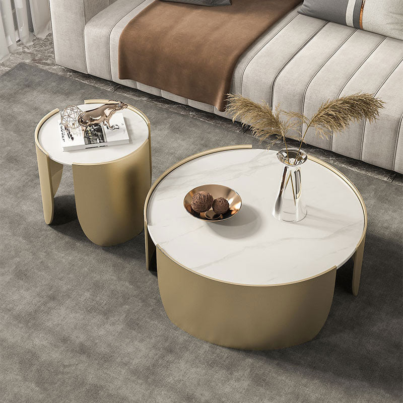 Slate Top Coffee Cocktail Table Tray Top Round Abstract Coffee or End Table