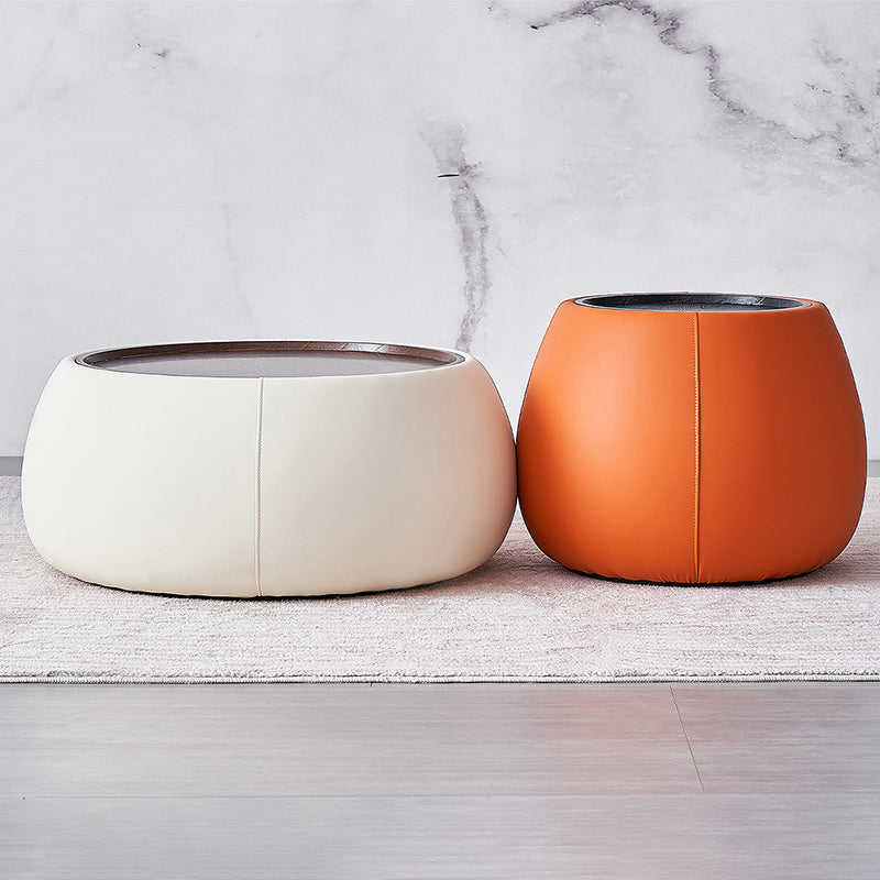 Tray Top Coffee Cocktail Table Wood Drum Coffee or End Table with Trunk Storage 33"L x 33"W x 16"H+24"L x 24"W x 20"H Clearhalo 'Coffee & Accent Tables' 'Coffee Tables' 'coffee_tables' 'furn' 'furn_coffee_tables' 'Furniture' 'Living Room Furniture' 7593508