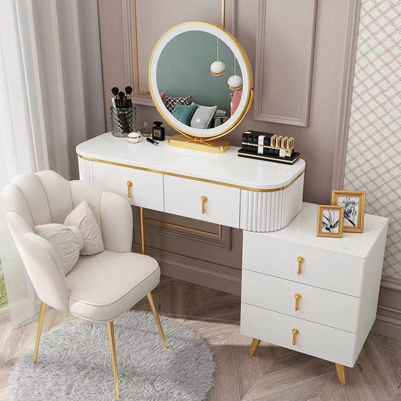 Removable Makeup Counter Lights Vanity Dressing Table with Drawer