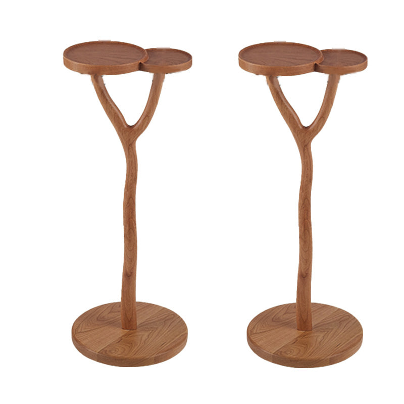 Solid Wood Corner Table Contemporary Side End Table Oval Pedestal Cherry Wood 2 Round Clearhalo 'Coffee & Accent Tables' 'End & Side Tables' 'end_side_tables' 'furn' 'furn_end_side_tables' 'Furniture' 'Living Room Furniture' 7596853