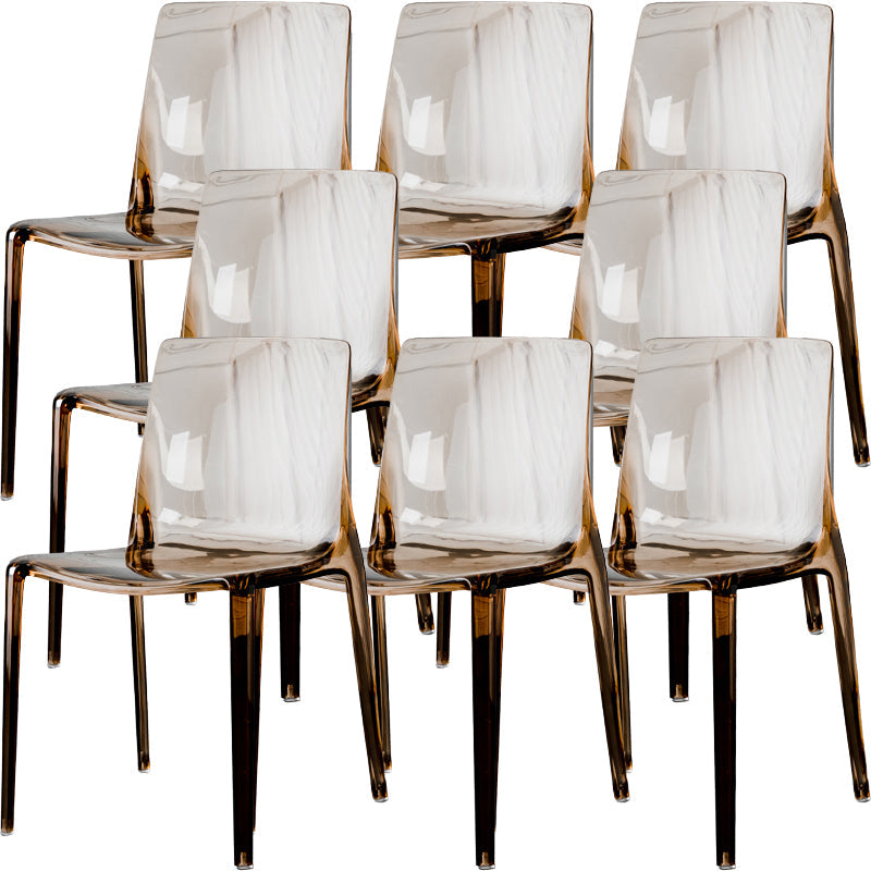 Modern Acrylic Armless Solid Back Dining Accent Chair for Home Amber 8 Piece Set Clearhalo 'Dining Chairs' 'Dining Tables & Seating' 'dining_chair' 'furn' 'furn_dining_chair' 'Furniture' 'Kitchen & Dining Furniture' 7604514