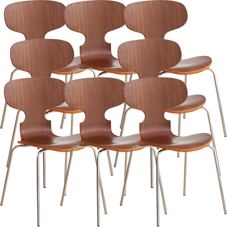 Contemporary Solid Wood Stackable Armless Dining Chair for Home Walnut 8 Piece Set Clearhalo 'Dining Chairs' 'Dining Tables & Seating' 'dining_chair' 'furn' 'furn_dining_chair' 'Furniture' 'Kitchen & Dining Furniture' 7604634