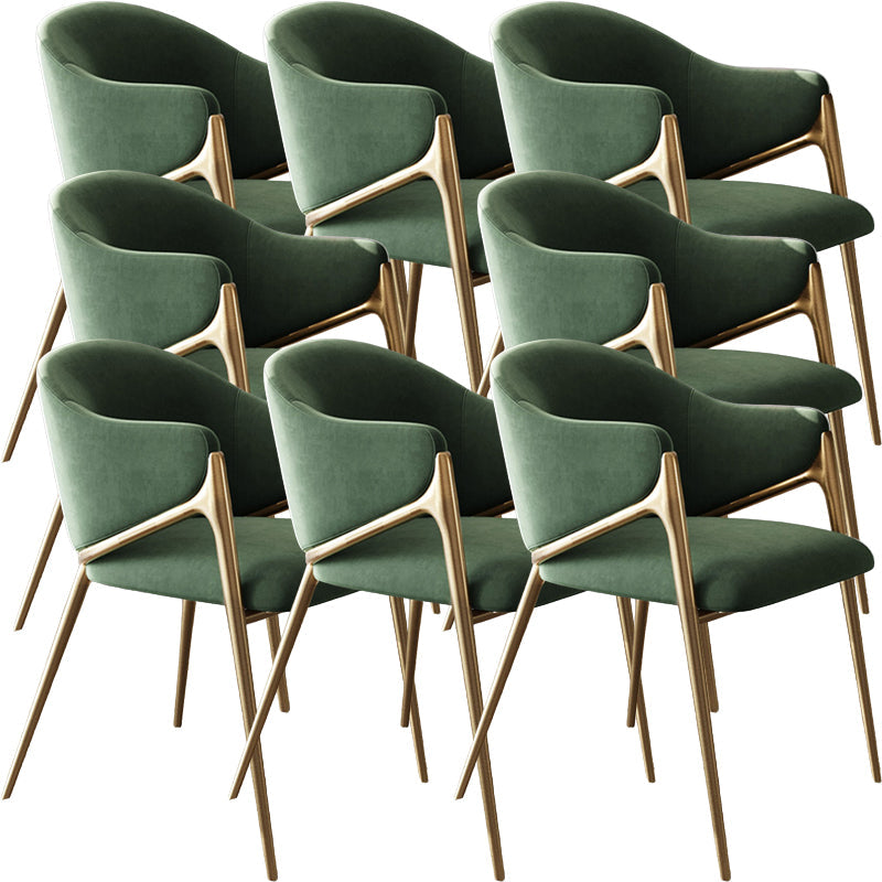 Metal Solid Back Arm Dining Chair Glam Chair for Dining Room