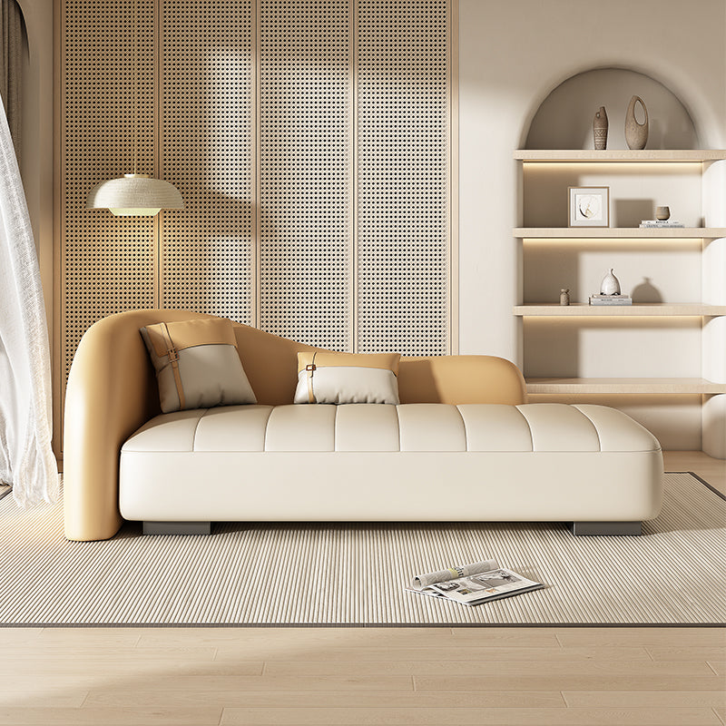 Modern Upholstered Chaise Lounge Couch Leather Chaise Lounge Chair Orange Beige Left-Arm Chaise Clearhalo 'Chairs & Seating' 'Chaise Lounge' 'chaise_lounge' 'furn' 'furn_chaise_lounge' 'Furniture' 'Living Room Furniture' 7606685