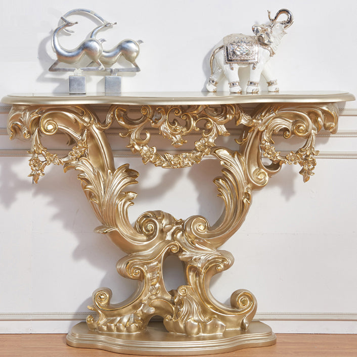 French Country Console Table Brown/Black/White/Gold Wooden Console Sofa Table 47"L x 14"W x 34"H Champagne Gold Clearhalo 'Console Tables' 'console_tables' 'Entry & Mudroom Furniture' 'furn' 'furn_console_tables' 'Furniture' 7609360