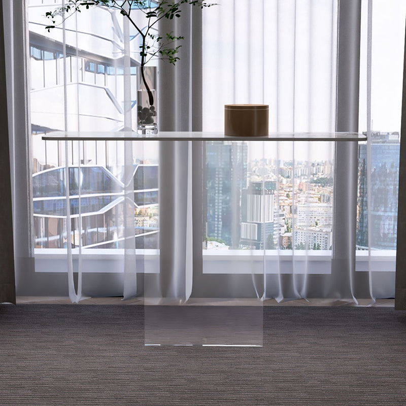 Rectangle Shape Contemporary Console Table Black/White Stone Console Sofa Table 55"L x 12"W x 31"H Clear Pandora Gold Clearhalo 'Console Tables' 'console_tables' 'Entry & Mudroom Furniture' 'furn' 'furn_console_tables' 'Furniture' 7609408