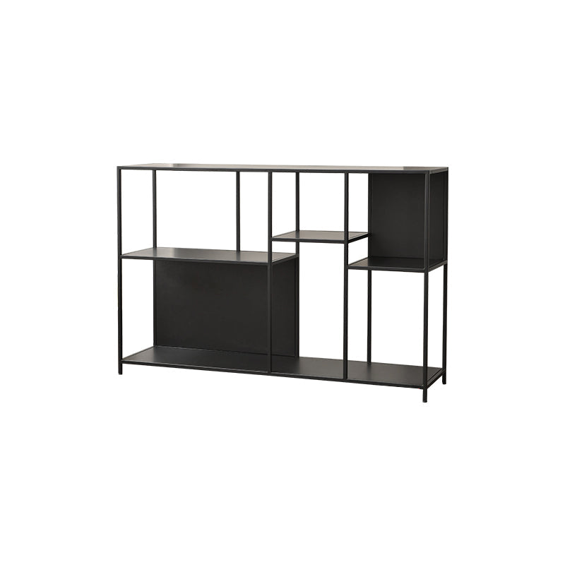 Horizontal Metal Bookcase Modern Open Back Bookshelf with Shelves 47"L x 12"W x 31"H Black Clearhalo 'Bookcases' 'furn' 'furn_bookcases' 'Furniture' 'Office Furniture' 7609859