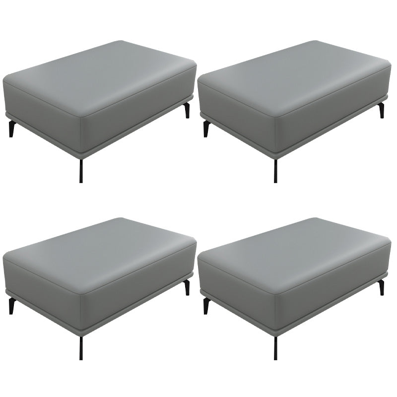 Rectangle Footstools Genuine Leather 23.4 Inch Width Standard Foot Stool Light Gray 4 Piece Set Clearhalo 'furn' 'furn_ottomans_poufs' 'Furniture' 'Living Room Furniture' 'Ottomans & Poufs' 'ottomans_poufs' 7610047