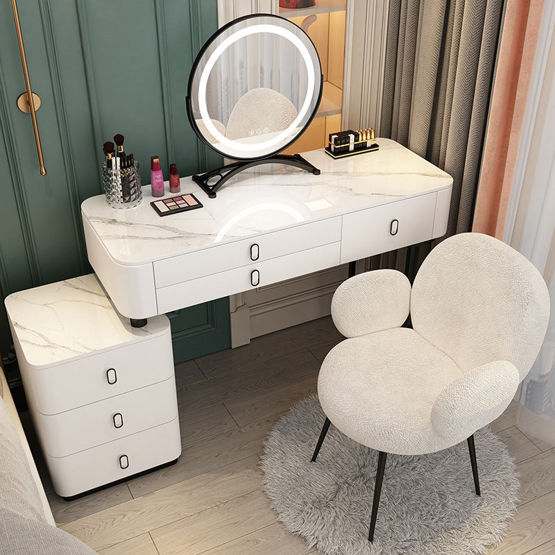 Solid Wood Makeup Counter Adjustable Mirror Vanity Dressing Table with Drawer