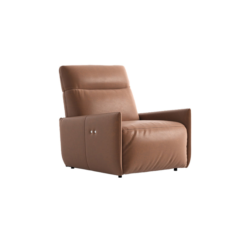 Solid Color Recliner Chair Metal Fram Swivel Rocker Standard Recliner Brown Clearhalo 'Chairs & Seating' 'furn' 'furn_recliners' 'Furniture' 'Living Room Furniture' 'Recliners' 7617925