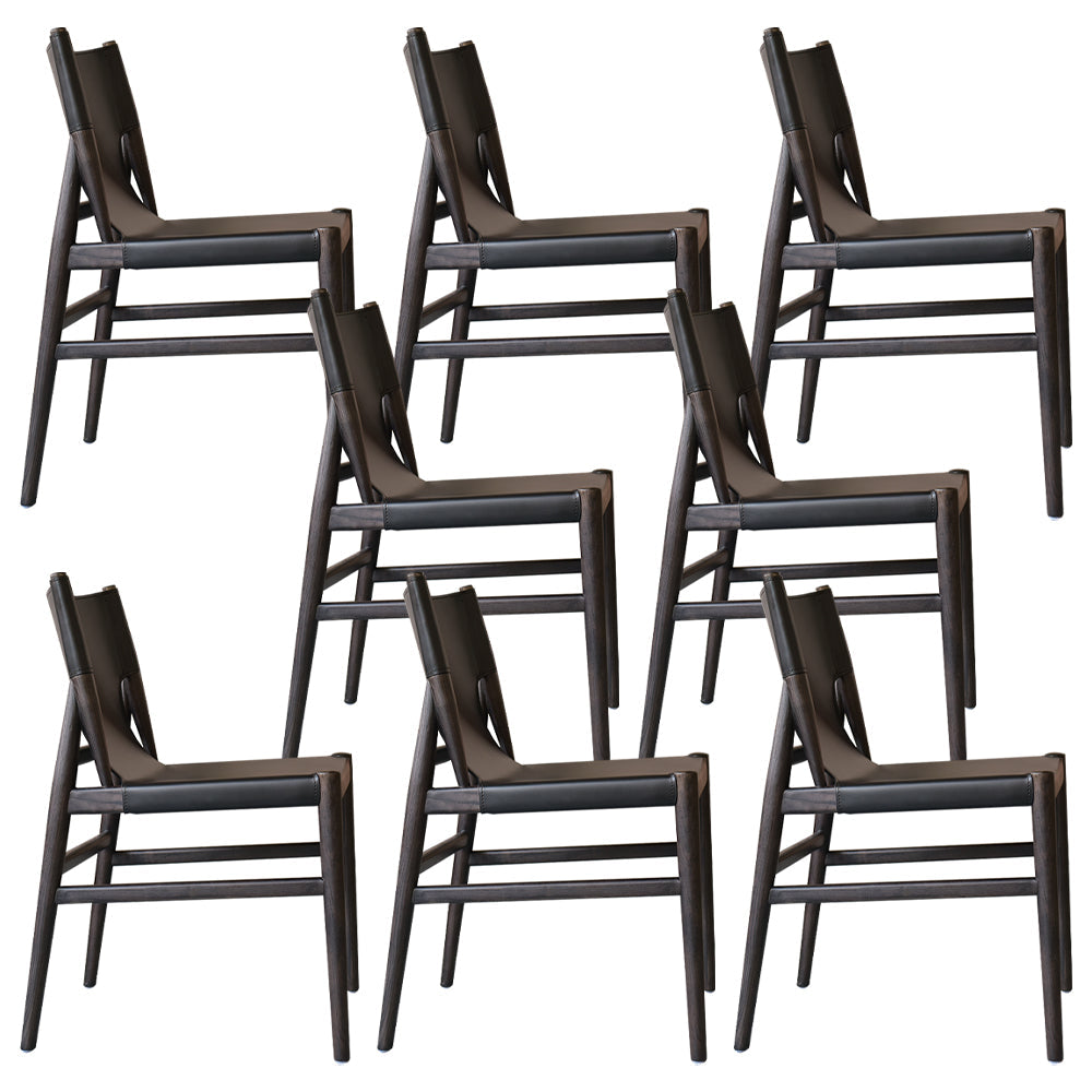 Modern Simple Side Chair Wooden Frame Kitchen Dining Chair for Home Use Matte Black 8 Piece Set Clearhalo 'Dining Chairs' 'Dining Tables & Seating' 'dining_chair' 'furn' 'furn_dining_chair' 'Furniture' 'Kitchen & Dining Furniture' 7618845