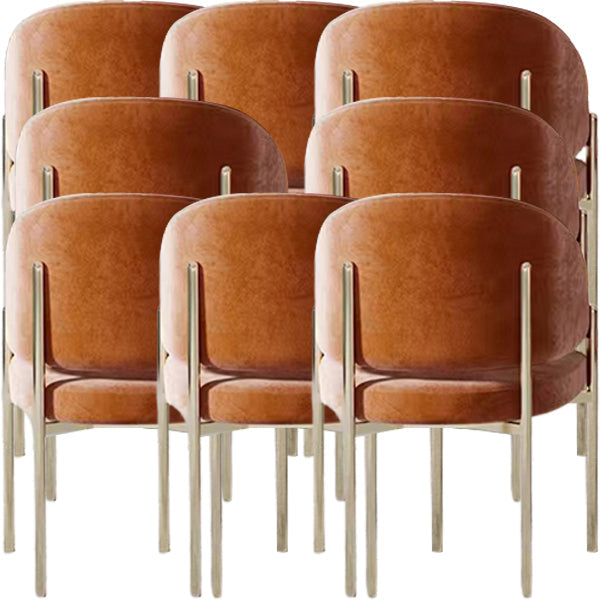 Luxury Style Metal Arm Dining Chair with Upholstered for Dining Room Orange 8 Piece Set Clearhalo 'Dining Chairs' 'Dining Tables & Seating' 'dining_chair' 'furn' 'furn_dining_chair' 'Furniture' 'Kitchen & Dining Furniture' 7619033