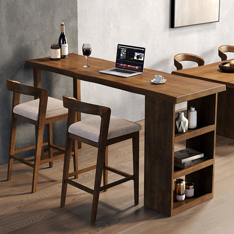 3 Pieces Counter Height Pub Set in Brown, Contemporary Solid Wood Table & Chair(s) Brown Clearhalo 'Bar Furniture' 'furn' 'furn_home_bar_bar_sets' 'Furniture' 'Home Bars & Bar Sets' 'home_bar_bar_sets' 'Kitchen & Dining Furniture' 7619839