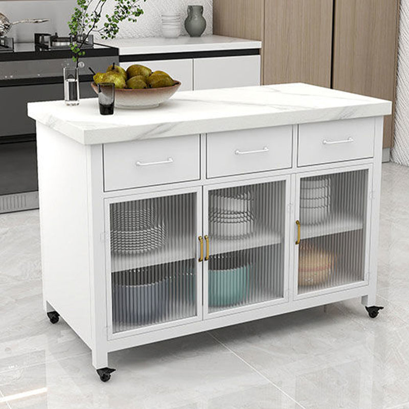 Carrello dell'isola della cucina contemporanea in finto marmo per sala da pranzo